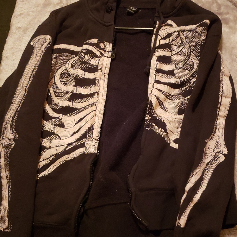 Glow in the dark skeleton hooded jacket